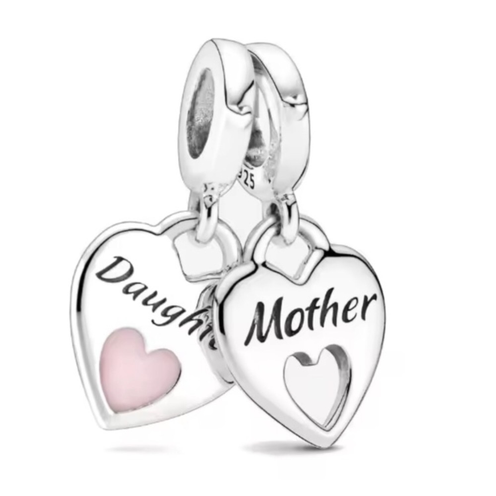 Mother & Daughter Heart Charm – Bracelet Dangle Charm new